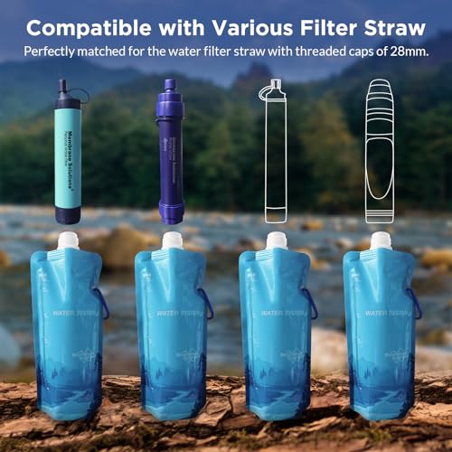 Membrane Solutions 1 Gallon Gravity Water Filter with 23oz Collapsible Squeezable Water Pouch 4 Set