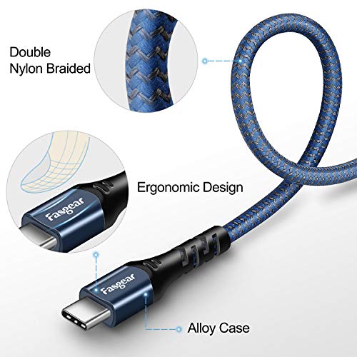 Fasgear USB C Short Cable, 3 Pack, 1ft, Blue - color: Blue