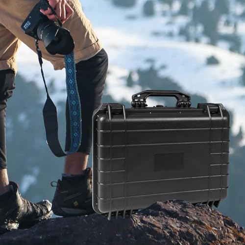 Jack Boss 18x 13.8x 8 Inch Hard Case, Portable Weather Waterproof Protective Camera Case with Customizable Foam, Fit Use of Drones, Camera, Equipments, Black4 | Portable Protective Hard Shell Case With Updated Plastic Material,Fit Drones,Camera,Equipments