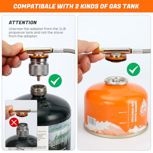 Odoland 3500W/6800W Windproof Camp Stove Camping Gas Stove with Fuel Canister Adapter, Piezo Ignition, Carry Case, Portable Collapsible Stove Burner for Outdoor Backpacking Hiking and Picnic - style: 3500W