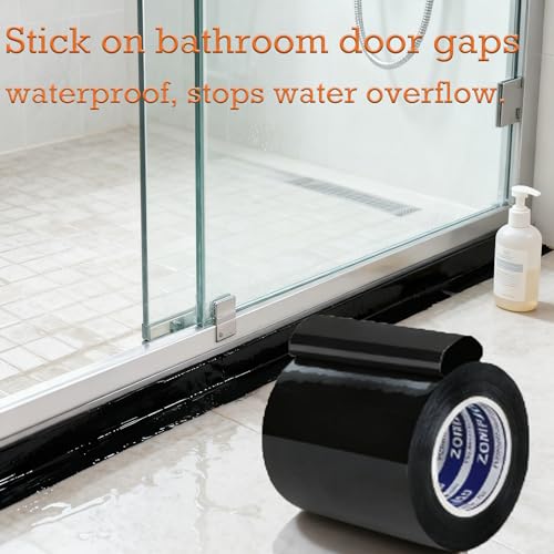 ZOMPAGO Heavy Duty Waterproof Duct Tape Repair Works Black,3.2in x 66FT | Hand tearable, no residue glue, strong adhesive, all-weather, fit pipe leak, RV roof, camping emergency fix - color: Black, size: 3.2in x 66FT