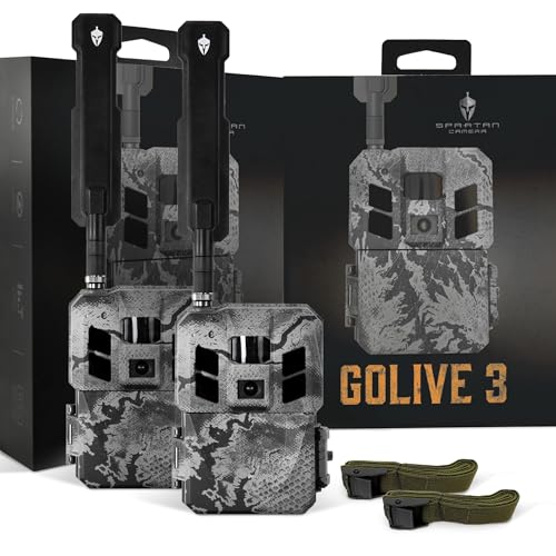 Spartan Camera 2 Pack GoLive3 Hunting Trail Camera, Live Streaming, 96° Wide Angle, Motion Activated, On-Demand FHD Photos and 1080p Videos, Built-in Lithium Battery,Blackout IR Flash,GPS,Weatherproof - size: Multi-carrier