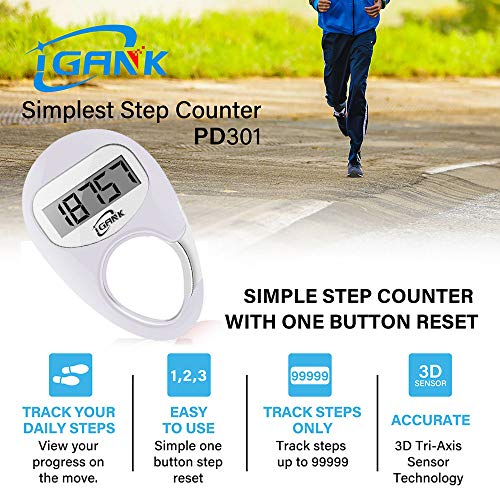 Simple Walking Pedometer 3D Step Counter for Men Women Kids - color: White