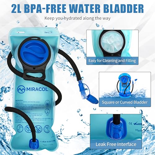Hydration Pack Hiking Water Backpack - Miracol Insulated Water Bag with 2L Bladder - color: Dark Orange