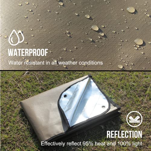 LYN Heavy Duty Emergency Blanket Survival Gear Waterproof Insulated Blanket Emergency Tarp for Camping, Hiking, Bushcraft - color: Suntan