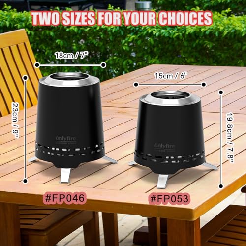 2-in-1 Wood Burning Fire Pit with Pot Rack, 7.8" Tabletop Fireplace, Black | Portable Stainless Steel Camp Stove with Carry Bag for Camping, Patio, Backyard, RV & Tailgating, Smokeless Firepit, FP053 - color: Black, size: 7.8"