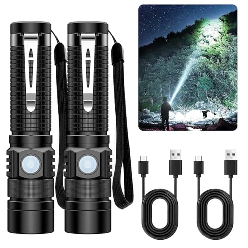 Hoxida Pocket EDC Tactical Flashlight Rechargeable Super Bright 1500lm | 4.9inch & Emergency One Click SOS, Small LED Flashlight 3Hr USB-C Fast Charging, Waterproof Portable for Camping, Hiking
