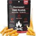 Dextreme Fire Plugs Waterproof Fire Starter for Campfires, Emergencies, Survival, Fire Pits, Grills | 5+ Minute Burn | All Natural | Made in North America - size: 200 Fire Plugs