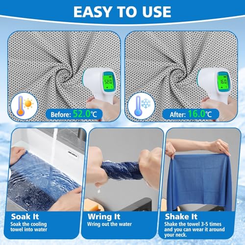 24 Pack Cooling Towels Bulk for Neck and Face 40"x12" Ice Cooling Sweat Rags Microfiber Soft Breathable Soft Chilly Towel for Yoga Golf Sport Running - color: Light Gray, Royal Blue