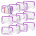 TISRATOK 12 PCS Clear Makeup Bags with Zipper, TSA Approved Toiletry Pouch - color: Purple, size: Large