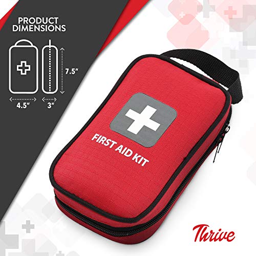 Thrive Compact First Aid Kit, Waterproof, 100-Piece Set | Rip-Stop Nylon Travel Medkit With Wipes And Bandages, Portable Car Kit For Roadside Emergencies - style: 100 Piece - Bag