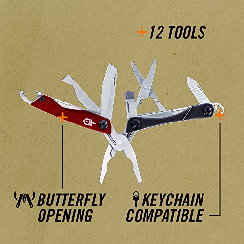 Gerber Dime 12-in-1 Mini Multitool Pliers, Pocket Knife, Bottle Opener, Red (Pack of 12) - color: Red, size: Pack of 12