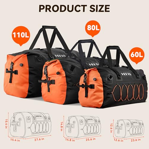 HEETA Waterproof Duffel Bag Travel Motorcycle Dry Bag Backpack 60L/80L/110L - color: Black, size: 80L