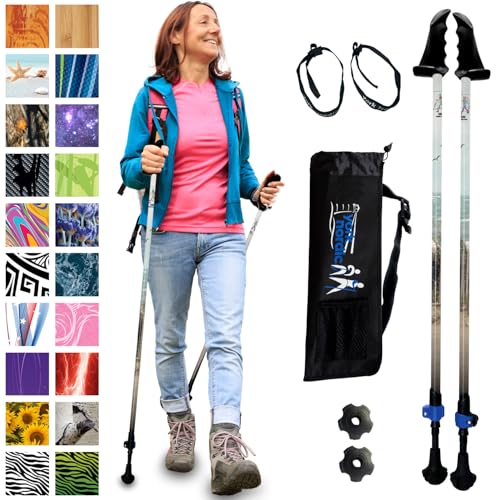 York Nordic Motivator Walking Poles for Balance and Rehab - Patented Stability Grips - Lightweight, Adjustable, and Collapsible - 2 Pieces Adjustable w/flip Locks - Heights 4'6" up to 6'2" - 230 lbs - color: Cape Cod Dunes