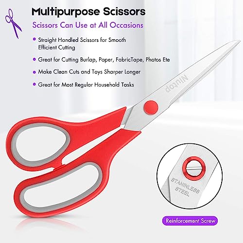 Scissors Bulk Set of 100-Pack, Niutop 8" Multipurpose Sharp Sewing Craft Fabric Scissors for Office Home High/Middle School Student Office Teacher Art Supplies, Soft Comfort-Grip Right/Left Handles - color: 100 Packs