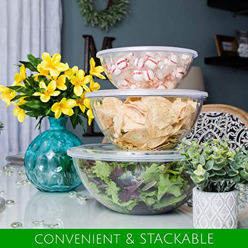 PLASTICPRO Disposable 48 Ounce Round Crystal Clear Bowls with Lids Pack of 2 Sets - size: 48 OUNCE
