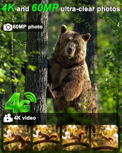 Vatony 4G Cellular Trail Camera-with 4K 48MP Wide Angle 120 Degree,Night Vision up to 100FT, Solar Powered Hunting Camera with SD Storage, IP68 Waterproof, Motion Activated Wildlife Camera