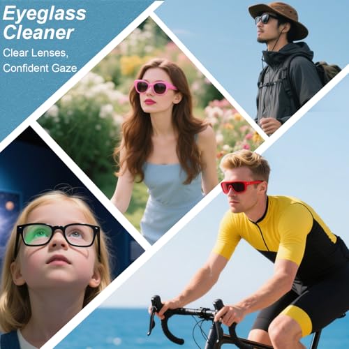 2-Pack Eye Glasses Cleaner Spray, Travel-Sized Screen Cleaning Kit with Touchscreen Mist for iPhone, Sunglasses, Computer, Laptop Screens, Phone Electronics with Eyeglass Cloth and Case Lid - Hatstart - color: Blue Pink