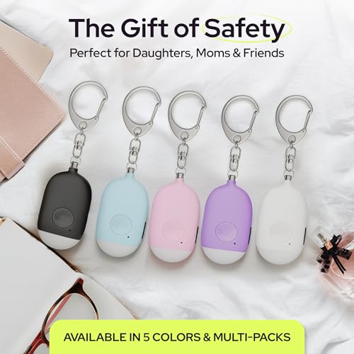 Weten Rechargeable Personal Alarm Keychain - 130dB Siren & LED Light - 2 Pack Personal Safety Alert for Women to Carry - Panic Button Alarm for Security - Rape Whistle for Self Defense (Black&White) - color: F - Black&White