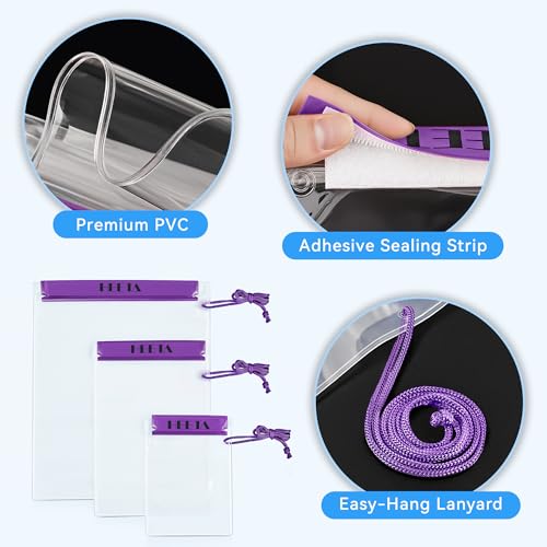HEETA 5-Pack Clear Waterproof Dry Bag Pouch Document Holder for Phone Maps - color: Purple