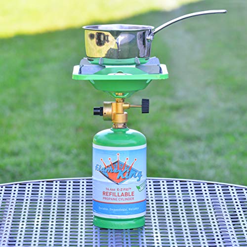 Flame King YSNVT-508 Portable BottleTop Camping Stove with Stable Lightweight Base Stand, Great for Outdoor Cooking, Backpacking, Compatible with 1LB Propane Gas Bottle | camping-stoves