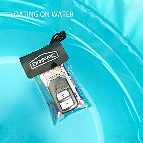 DRIPAC Waterproof Car Key FOB Case Bag Dry Holder Pouch For ID Badge Cash - color: Clear+clear