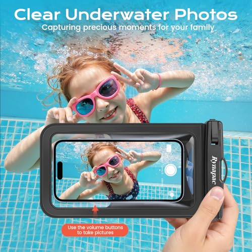 Rynapac Waterproof Phone Pouch 2 Pack, Waterproof Phone Case, [Up to 8.5''] | Face Unlock, Touchscreen, Durable IPX8 Dry Bag for iPhone 17 16 15 Pro Max, Includes Lanyard, Beach & Cruise Essentials 2026 - color: [Black + Purple]