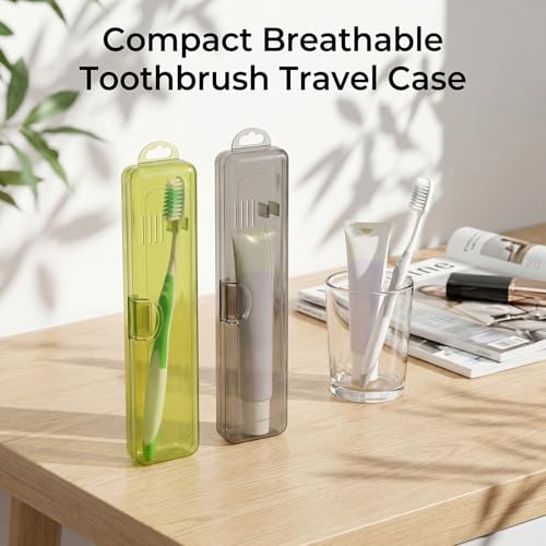 3 Pack Toothbrush Travel Case, Travel Toothbrush Holder, Tooth Brush Compact Organizer, Breathable Holders Portable Small Manual for Vacation Camping Gym Business Trips Office