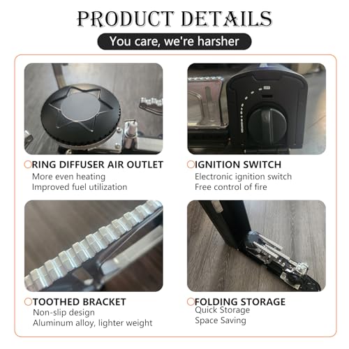 Portable Cassette Stove With Delicate Storage Bag, Foldable Camp Stove Compact Camping Stove, 2200W Folding Butane Gas Burner (Black) - color: Black