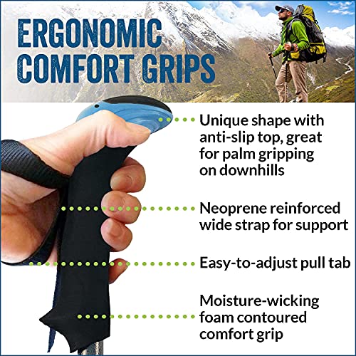 Ultralight Folding Walking Poles - Travel Ready - with Rubber Feet, Baskets, and Bag - size: Above 5'7", style: Trek/Cushion Grips