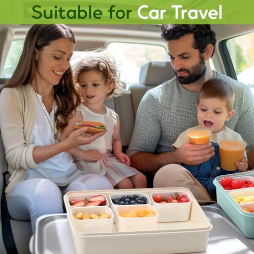 Snackle Box Container for Adults with 9 Compartment, Divided Serving Tray Snack Box Containers with Lid and Handle, Charcuterie Boxes Portable Snack Platter for Fruit Veggie Party Travel, White - color: White