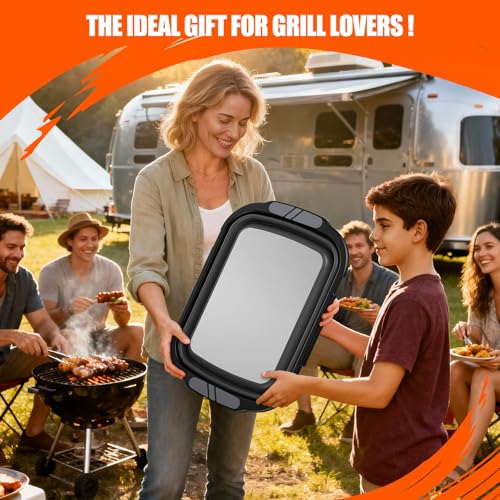 Collapsible BBQ Prep Tubs with Titanium Cutting Board, Large-Capacity（5.3Gal/20L）Barbecue Utensils, with Locking Lid, Strong Sealing and Leak-Proof Design. Suitable for Kitchen and Outdoor.