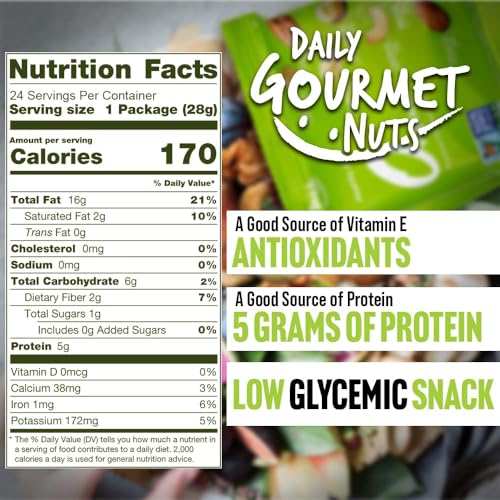 Daily Gourmet Nuts - Unsalted Mixed Nuts Snack Packs/Individually Wrapped Snacks/Nut Snacks/No Peanuts/Healthy Trail Mix Individual Packs/Deluxe Assorted Snacks / 48 Packs - size: 1 Ounce (Pack of 48)