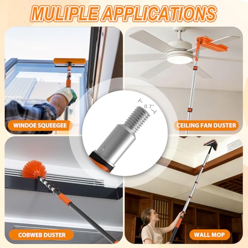 SISUPASSIE Telescoping Extension Pole, Reach to 20FT Telescoping Pole Multi-Purpose 3-12FT Lightweight, Sturdy with Universal Twist-on Metal Tip Extendable for Dusting Painting Window Cleaning - size: 12 Feet