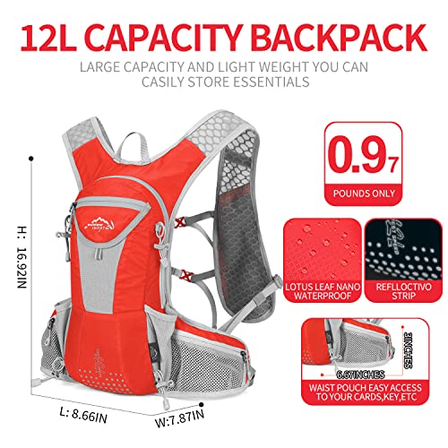 IX INOXTO Hydration Pack Backpack, Lightweight Water Backpack with 2L Hydration Bladder Daypack for Men Women,Running Hydration Vest for Trail Running Hiking Cycling Race Climbing - color: Dark Orange