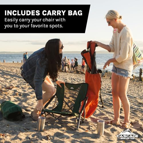 Cascade Mountain Tech Folding Camp Chair for Camping, Beach, Picnic, Barbqeues, Sporting Events with Carry Bag - color: Royal Blue