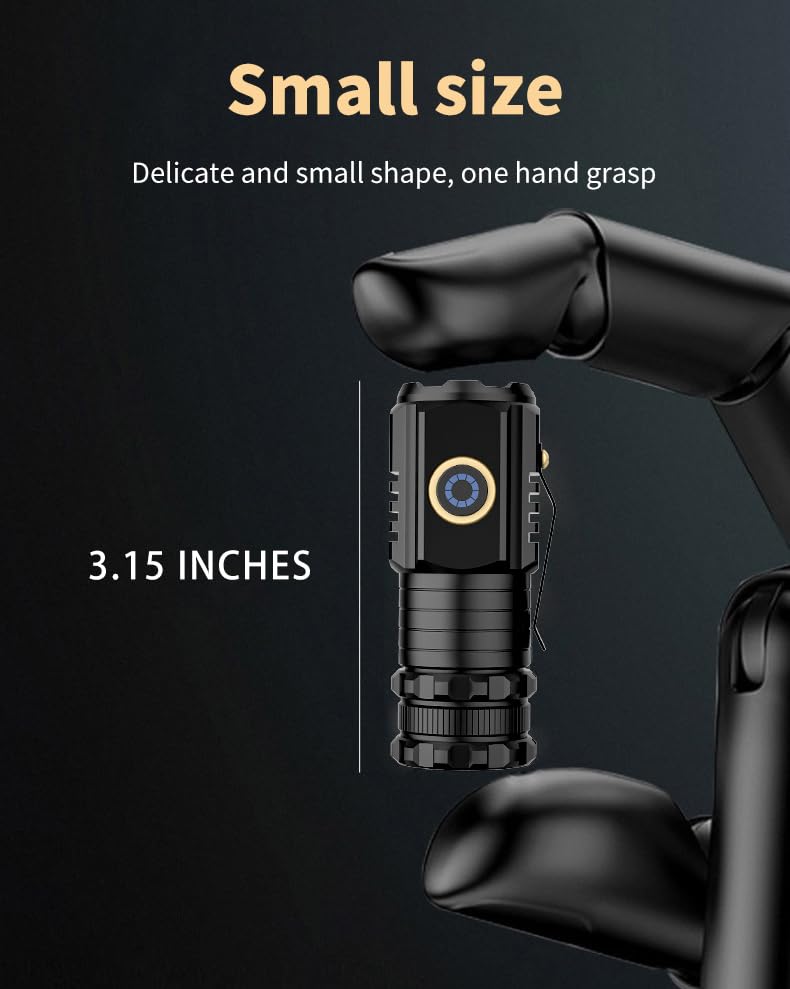 UNROEVS 24 Packs Mini Flashlights Bulk 2550 Lumens USB C Rechargeable | Super Bright Small Flashlight with Magnetic Base&Clip,Portable EDC Pocket Flash Light for Home,Emergency - size: F