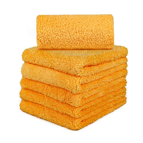 CARCAREZ Microfiber Towels for Cars, Car Drying Wash Detailing Towel with Plush Edgeless Microfiber Cloth (Yellow) - color: Yellow