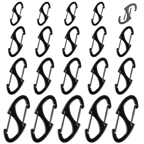 Zipper Clips Anti Theft, 20 Pcs Zipper Pull Locks for Backpacks, Double-Sided Spring S Carabiner Clasps Theft Deterrent for Luggage Suitcase Handbags Keys Purse - color: Black