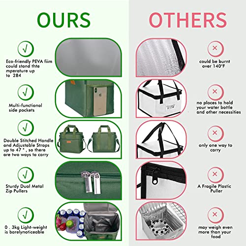 iknoe 24 Can Insulated Cooler Bag, Leakproof Lunch Box Militarygreen - color: Military Green, size: Large