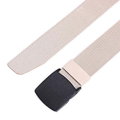Mile High Life | Nylon Web Belt | Outdoor Military Belt | TSA Safe Buckle Plastic/Metal - color: Beige