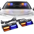 XRIDONSEN 2 in 1 Dash Emergency Strobe Lights Front/Rear Amber Blue Windshield Lights Warning Safety Flashing w/Suction Cups for Volunteer Vehicles, Trucks（Amber/Blue - color: Amber/Blue
