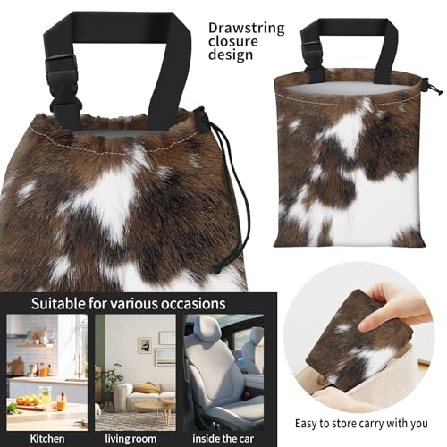 Car Trash Bag Large Hanging Can for Back of Seat, Cute Waterproof Car Garbage Bag for Vehicle, Travelling, Outdoor Cute Cowhide Print - color: Cute Cowhide Print