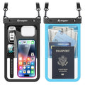 Rynapac Large Waterproof Phone Pouch [Up to 10"] - 2 Pack IPX8 Waterproof Phone Case for iPhone 17 16 15 Pro Max Galaxy S26 Ultra, Touchscreen & Underwater Photography, Beach Cruise Essentials 2026 - color: [Black + Blue] Large Waterproof Phone Pouch, siz