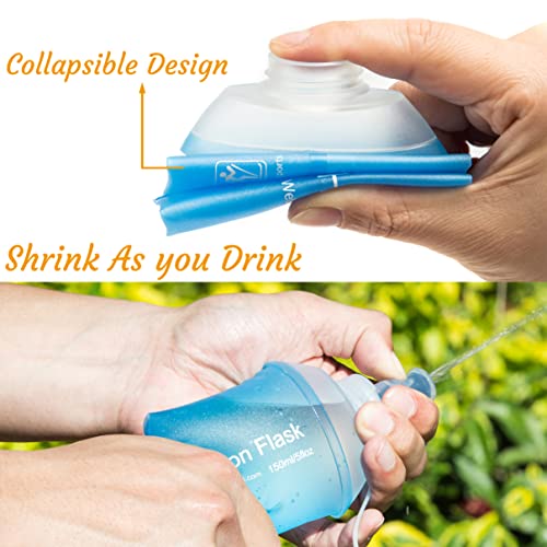 J.CARP 2Pcs 500ml Soft Flask Running Water Bottles, TPU Foldable Running Hydration Flask for Hydration Pack Cycling Hiking Climbing Outdoors Motorbike - color: Blue-2Pcs, 500ml
