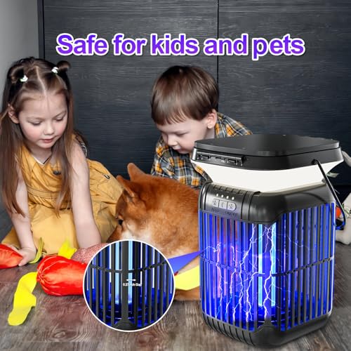ZENO Solar Bug Zapper, 3-in-1 Waterproof Mosquito Killer & LED Lantern | Dual folding solar panels & USB rechargeable battery. Portable, efficient indoor/outdoor insect trap for camping, yard, patio