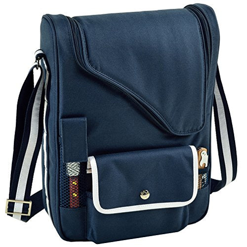 Picnic at Ascot Original Insulated Wine and Cheese Cooler Bag - Designed, Assembled & Quality Approved in the USA - color: Navy/White