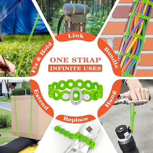 Modular Straps(9.5", 18.5"), Flexible Multi-Tool, Organize, Bundle | 4-Pack Wearable Gear Gadget to Organize, Secure, Bundle, Hang & Carry, for Adventure, Survival, Camping, Travel, EDC - color: Green-G