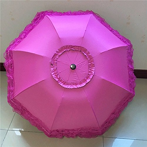 Honeystore Princess Lace Ultraviolet-Proof Folding Umbrella Anti-uv Dome Parasol - color: Style1 Fuchsia