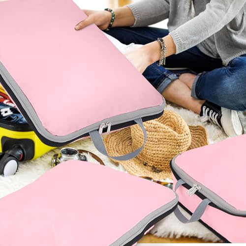 Hosuly 6 Pcs Compression Packing Cubes, 17.3 x 12.6'', Pink - color: Pink